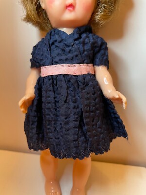 1950s Blue Seersucker 8  Doll Dress Homemade and Blue Bloomers Homemade~No Doll