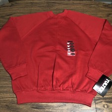 NOS Vintage Tultex Blank Sweatshirt Womens L Red Raglan Made USA 80s 90s NWT