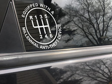 Equipped With Millennial Anti-theft Device 6 Speed Funny Car Sticker Decal