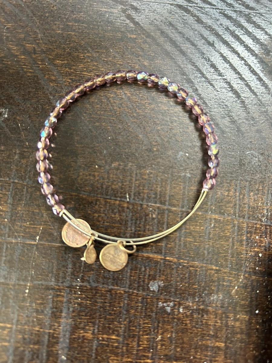 Alex Ani Bead Expandable Bangle Bracelet Purple Beads J63