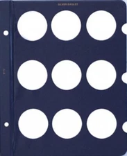 Whitman Coin Album Blank Page For US Silver Eagle Coins 9 Ports 9172 + Inserts