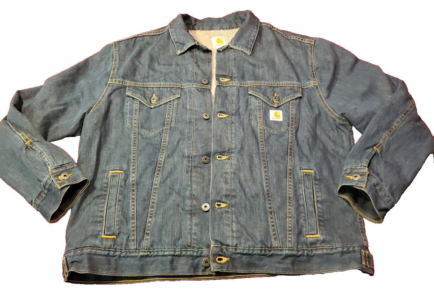 Carhartt Mens Dark Wash Sherpa Lined Denim Trucker Jacket J292 ABL Size XL-image