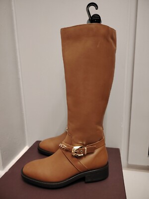 SALE!£219 CARVELA KURT GEIGER UK EU39 WOMEN LEATHER RIDER HIGH KNEE TAN  BOOTS UK
