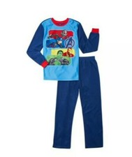 Boy's Marvel Avengers 4-5 Blue Red Flannel PJ Pajamas Set 2-Pieces Superhero NIP