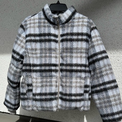 Anthropologie Plaid Central Park West Brushed Zip-Up Jacket size small