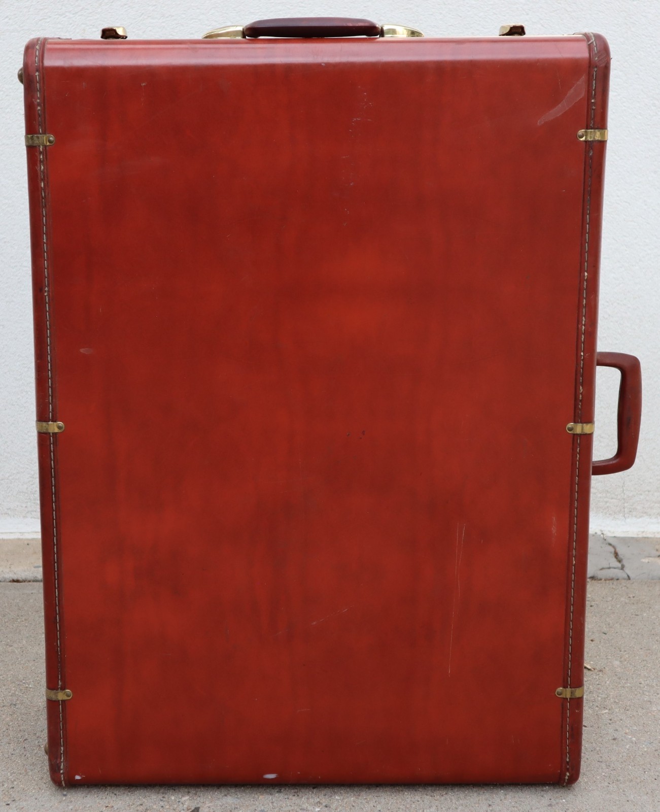 Large and tall Vintage 1950s hard case bordeaux luggage