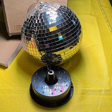 8" Silver Mosaic Disco Ball w/ Motor  Light Party Decor Black/Silver Glass