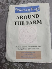 Around The Farm Rug hooking pattern on Monks Cloth Whimsy Rugs