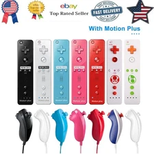For Nintendo Wii Wii U Built in Motion Plus Remote Controller&Nunchuck 2in1