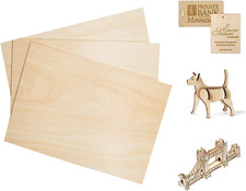 1/8 In Basswood Plywood Sheets 3 mm 8 x 12 In 3 Pcs Craft Wood