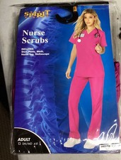 NWT Spirit Nurse Scrubs Magenta Halloween Costume S/M 4-8 with accessories