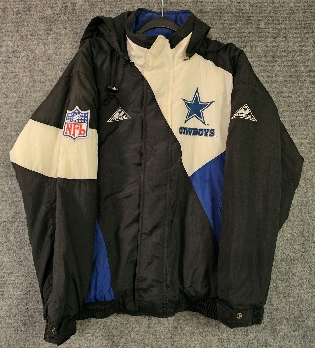 Vintage Dallas Cowboys Jacket Mens Medium Black Blue NFL Football