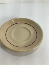 Shenango China® Rim Roll WelRoc Replacement Saucer Tan/Red Stripe~5.5”