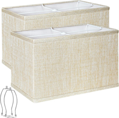 Rectangle Lamp Shades Set of 2, Champagne Beige Lamp Shades for Table Lamps, 16''