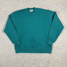 Vintage 80s Russell Athletic Crewneck Sweatshirt Medium USA Made Teal V-Notch