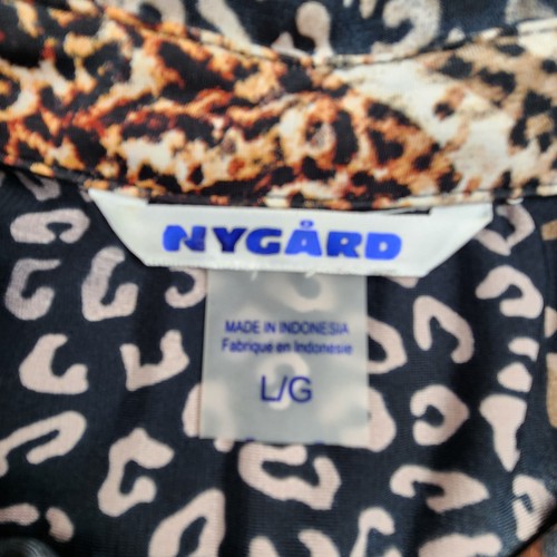 Nygard Peter Diamond Button Blouse Women Size Large Black White Roll Sleeve - Picture 3 of 9