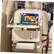 Backseat Car Organizer with Tray 1 Pack,Car Backseat Organizer with Beige