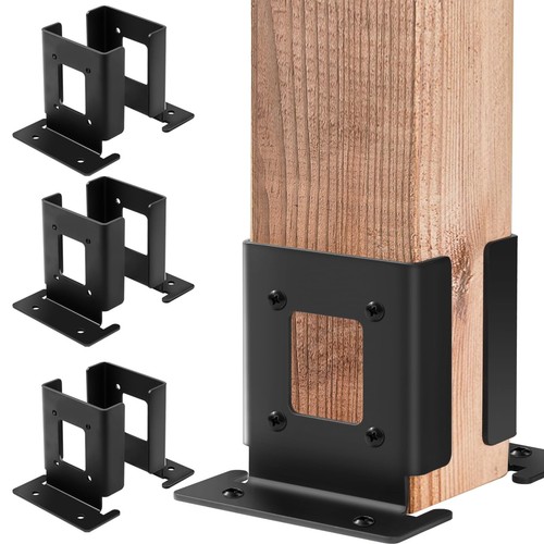 8 Pcs Adjustable Post Base Brackets for 4x4 4x6 Wood Fence Pergola Deck Railing - 第 2/7 張圖片