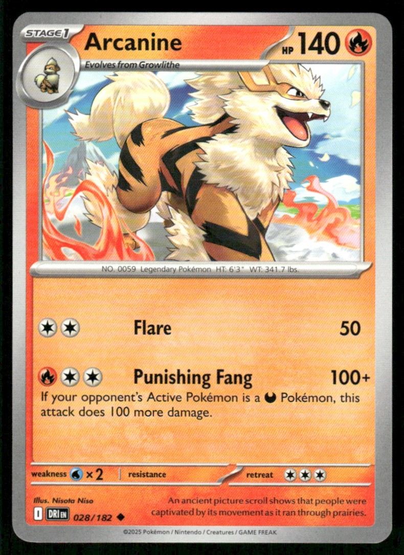 2025 Scarlet & Violet Series - Destined Rivals Arcanine Uncommon #28