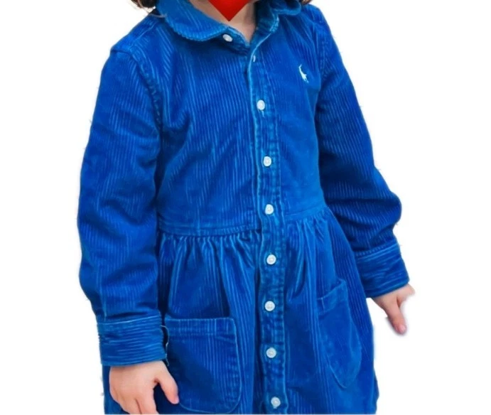Vestido camisero POLO Ralph Lauren de pana para niños con botones Foto 4 de 4