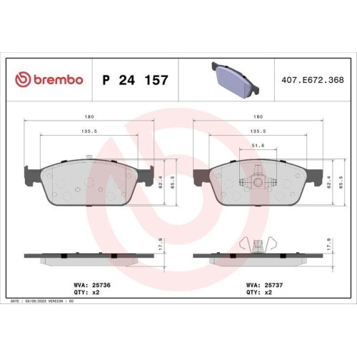 Bremsbelagsatz Scheibenbremse Brembo P24157 Prime Line für Ford Ford Usa Lincoln - Bild 1 von 3