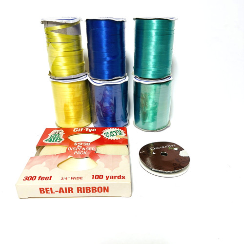 Curling Gift Ribbon Bel-Air Flat Ribbon Metallic Velvet Trim Lot 4 New & 4 Used