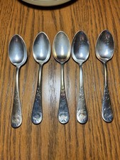 Sterling Inlaid Silver Spoons Lot of Five Total Weight 4.5 Oz