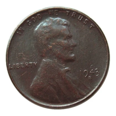 ---1943-S Lincoln Wheat Cent Penny Rare Sought ---As shown in the figure