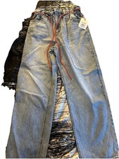 KBB by Kahlana Women's Light Wash Barrel Leg Denim Jeans Drawstring Pockets