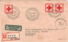 Registered first day cover, Sweden, Sc #358-9, Red Cross, Ak censor mark, 1945