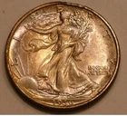 1936-P Walking Liberty Half Dollar full MInt LUSTER with RAINBOW Tone