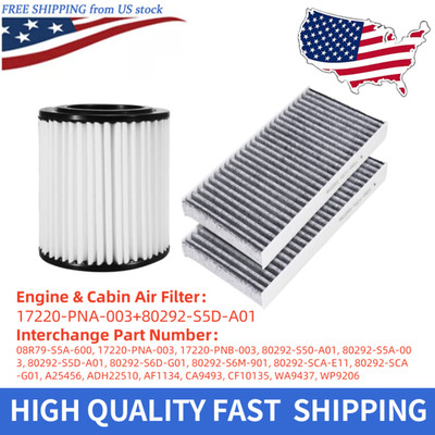 Combo Set Engine & Cabin Air Filter for Acura RSX Honda CR-V 02-06 Element 03-06