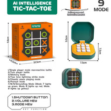 Tic Tac Toe Handheld Game Console for Kids - 9 Mode Portable Smart Puzzle Memory