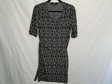 Naif Anthropologie Dress Sz M Petite Summer Blue Abstract Medallion Chain Slinky