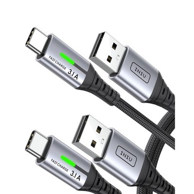 2x USB C Kabel 1m Nylon Schnellladung 3,1A für iPhone 17, Samsung S25, Pixel 10