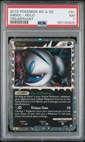 PSA 7 2010 POKEMON TRIUMPHANT ABSOL PRIME #91 ULTRA RARE HOLO