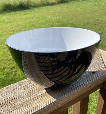 #ad Vintage Holmegaard Art Glass Black And White Cocoon Bowl $56.89