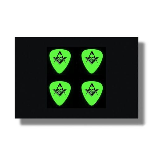CARD w\Lot 4 GIFT Freemason Masonic Skull Glow in the Dark Electric Guitar Pick - Picture 23 of 24