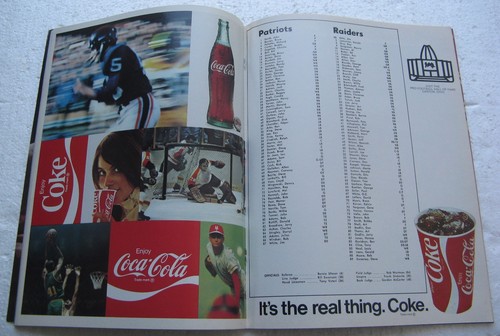 Programa de los New England Patriots (Oakland Raiders) del 5 de agosto de 1973 (falta una página) - Imagen 3 de 3