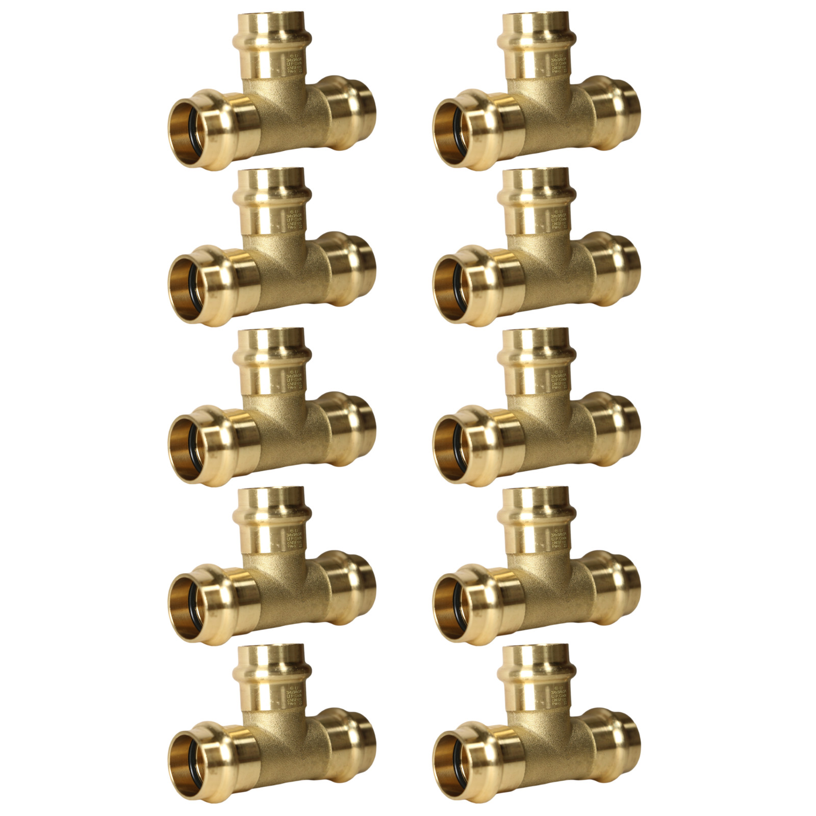 10 Pack XFITTING 3/4" Press Tee, NSF Certified, Lead Free Brass, ProPress Tee