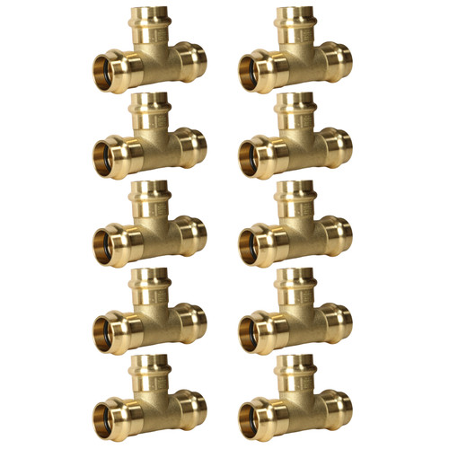 10 Pack XFITTING 3/4" Press Tee, NSF Certified, Lead Free Brass, ProPress Tee