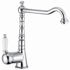 MISCELATORE LAVELLO CUCINA LAGUNA FINITURA CROMO CON MANIGLIA CERAMICA 