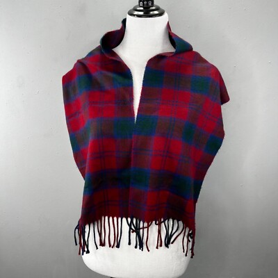 Christian Dior Monsieur Cashmere Acrylic Scarf Plaid Red Blue