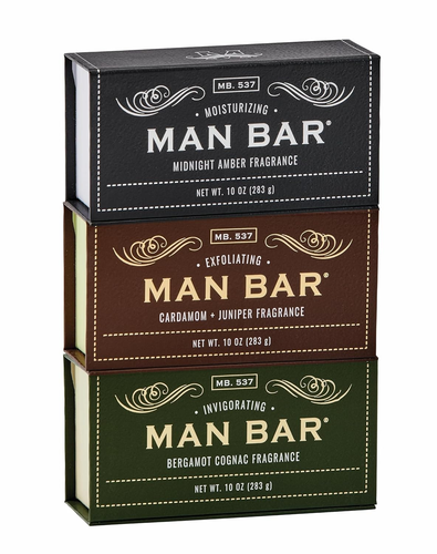 3-Piece Man Bar Set: Midnight Amber, Cardamom & Juniper, Bergamot & Cognac