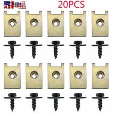(USA)20X Metal Car Screw Body Fender Bumper Retainer U Nut Clips Gasket Fastener