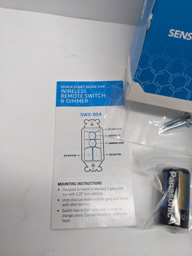 SensorWorx SWX-854-B-WH Wireless Remote Switch & Dimmer - Battery Powered WHITE - Picture 5 of 6