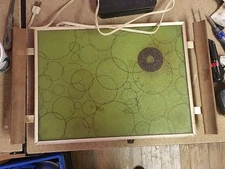  CORNWALL Warming Tray Electric ATOMIC~GREEN 1970s w/Wood handles