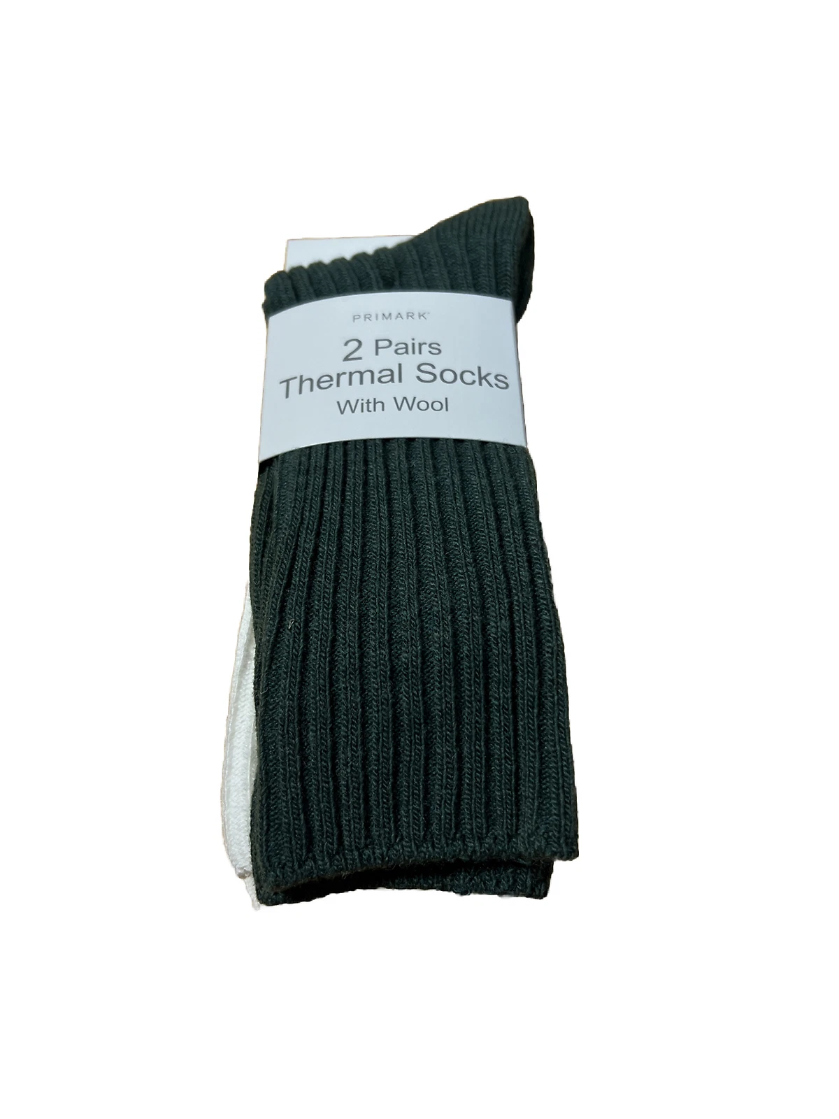 PRIMARK 2 Pairs Women's Thermal Socks Green/White Wool Blend ONE Size USA 6-10