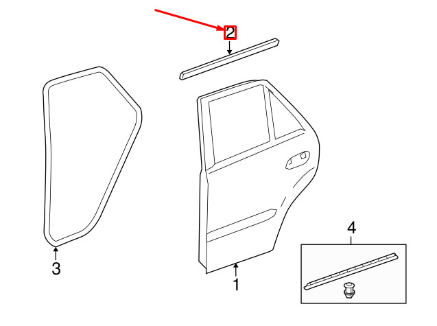 MB ML W164 Rear Left Door Window Belt Weatherstrip A1646905580 NEW