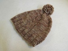 Handcrafted Beanie Hat Latte Pom Pom 70% Merino 20% Cashmere 10% Nylon Adult